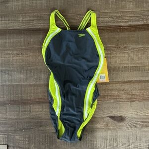 Speedo Black and Lime Green Swimwear